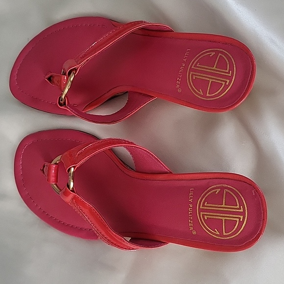Super cute! pink Lilly Pulitzer sandles,kitten Heel Style. - Picture 2 of 5
